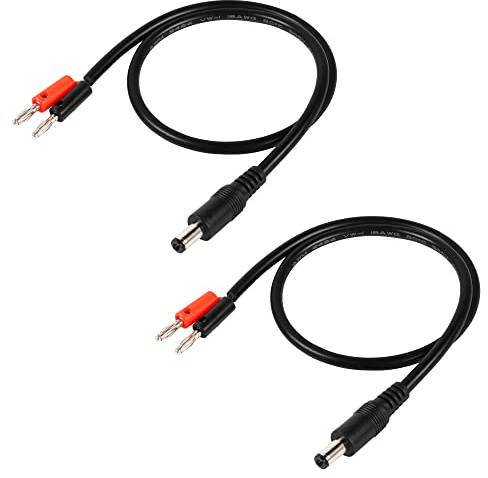 PNGKNYOCN DC 5,5 mm x 2,1 mm auf 4 mm Bananenstecker, DC 5521 Stecker auf 4 mm Bullet Bananenstecker, 18 AWG-Kabelverbinder, 50 cm, 2 Stück
