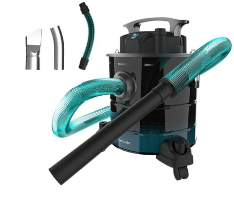 Cecotec Aspirapolvere per Cenere Conga Ash 5000 EasyGo. 1200 W, Tecnologia UltraPower 18 kPa, 20 L, Aspirazione Estrema, Tubo Resistente, Serbatoio in Acciaio Inox, Filtro Metallico
