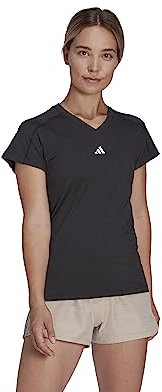 adidas Femme AEROREADY Train Essentials Minimal Branding V-Neck Tee, Black, M