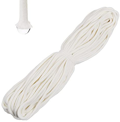 Corda Irrigazione Cotone 164 Piedi/50M, 6MM Tagliabile Stoppino Autoirrigante, Bianco Automatica Irrigazione Stringa per Fai Da Te Sistema di Irrigazione a Goccia Piante Interno Vaso