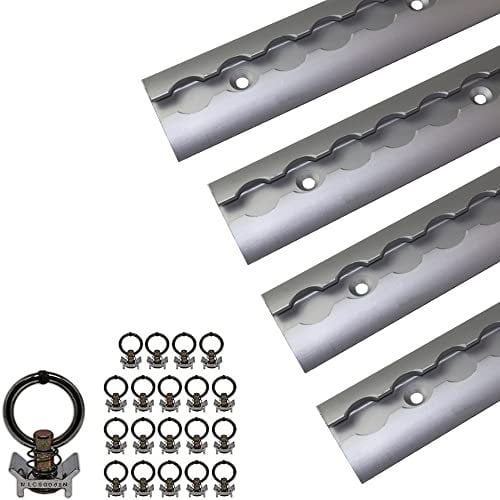 NTG 4 STK Airlineschiene 2m / 1975mm halbrund Alu m. Fittingen -TÜV Zertifiziert- Sparsetauswahl Anhängerzubehör Ladungssicherung Zurrschiene Aluschiene LKW Transporter - m. Bohrungen Silber eloxiert