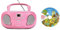groov e Orginal Boombox & Kids Story CD Bundle - Portable CD Player with Radio, 3.5mm Aux Port, & Headphone Socket - CD Features 10 Classic Children's Stories - Battery or Mains Powered - Pink