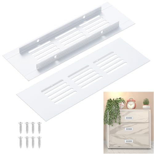 TsunNee 6PCS Air Vent Grilles Cover, 150 x 50mm Aluminum Alloy Kitchen Plinth Vent Grilles, Internal Vent Cover Ventilation Grilles, Ventilation Cover for Cabinet Wardrobe Cupboard, Silver