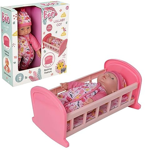 BabyBoo Jungle Lullaby Cot | Rocking Crib With Dolly Included | Rock Bed Dolls Furniture | Pretend Doll Furniture Accessories | Dolly Toys & Accessories | 3+