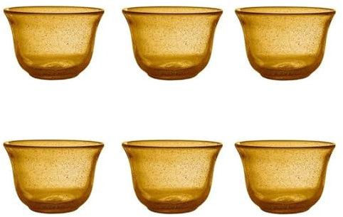 Livellara Coppette in Vetro Soffiato per Gelato, Macedonia, Frutta, Dessert - Set da 6, Colorate, Moderne, Eleganti - Conservano la Temperatura, Facili da Pulire - Colore: Ambra