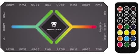 TZMRIT 2 in 1 ARGB PWM Fan Hub con controller, 9 connettori per fan PWM a 4 pin, 9 porte ARGB da 5 V, base magnetica e alimentazione SATA 18, hub RGB con velocità regolabile