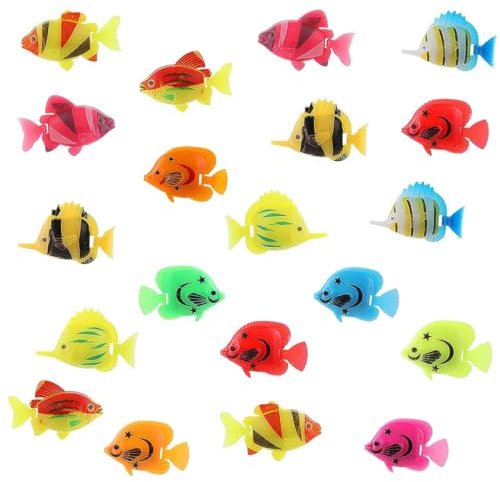 LEEQ 20 PCS Aquarium Plastikfische - Künstliche schwimmende Fischfiguren realistische Sich bewegende Fische Ornament Tropische Fische Dekorationen für Aquarium Badespielzeug