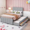 Tcewhhy Polsterbett Mit Ausziehbett Und Schubladen Jugendbett Für Erwachsene Jugendliche Kinderbett Stauraumbett Mit Lattenrost Gästebett Für Schlafzimmer Gästezimmer Grau 90x200 cm