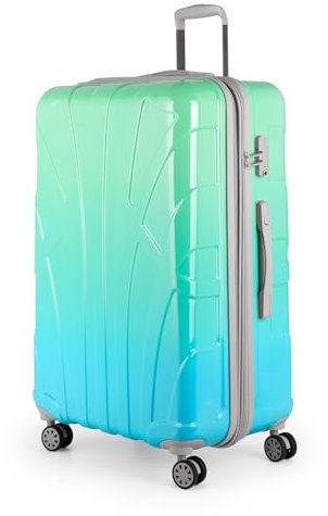 suitline - großer Hartschalen-Koffer Koffer Trolley Rollkoffer XL Reisekoffer, TSA, 76 cm, ca. 96-110 Liter, PC glänzend, Gradient Design Verlauf, Northern Lights