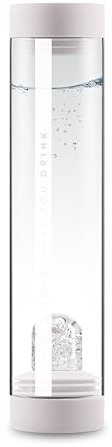 VitaJuwel Sana DIAMONDS cloud white | Karaffe aus Glas mit Edelsteinen (Diamantsplitter & Bergkristall) - für Innere Stärke, Energie & Ela