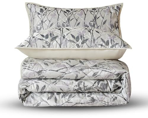 Velosso Jacquard Reversible Quilted Comforter all seasons Bedspread Set with Matching Pillowsham Coverless Quilted Set (Wilder Lilac, King)