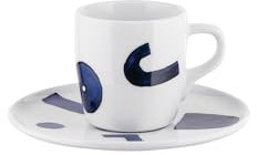 Alessi Itsumo - Yunoki ware NF08/76S - Set di Tazza da Caffè di Design, con Sottotazza, Estetica Minimale, in Porcellana Bianca con Decoro Samiro Yunoki, Diametro 12.5 cm