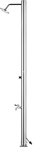 Homgoday Doccia da giardino, piscina da esterno, con soffione e rubinetto, doccia da piscina, doccia da giardino, in acciaio inox, 215 cm