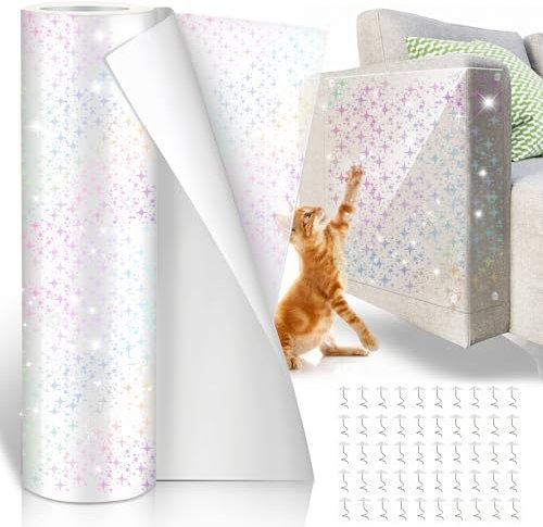 DOZNOZRI Protezione Divano Graffi Gatto Adesivo 30x500CM Antigraffio Gatto Divano Adesivo Pellicola Trasparente Protezioni Tira Graffi Pellicola Antigraffio Gatto Divano per Mobili,Divano,Porta,Parete