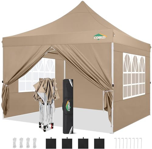 COBIZI Barnum Pliant 3x3m Tonnelle de Jardin Extérieur Imperméable Professionnel avec 4 Parois Latérales - Tente de Réception UV 50+ pour Jardin, Fête, Camping