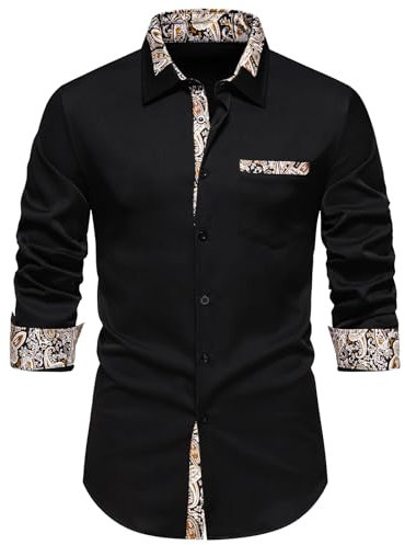 Suwangi Camisas para Hombre Manga Larga Formal Camisas Sin Planchado Elegante Botones Camisas con Bolsillo