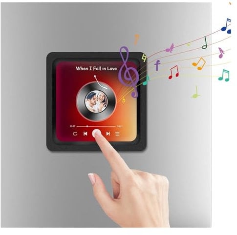 DAGESVGI Custom Album Fridge Magnet, Personalised Music Fridge Sticker with Photo Can Play Songs and Adjust Volume, Customised Song and Picture Refrigerator Magnet for Music Lovers Couples Gifts