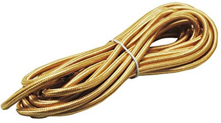 Glowster Cavo decorativo in tessuto 2 x 0,75 mm, 5 metri, colore oro, ideale per illuminazione e decorazione in eventi e spazi interni.