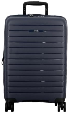 JUMJUMP Kabinenkoffer, ausziehbar, Striper, 55 x 35 x 20/24 cm (STR20), Dunkelblau, marine, Erweiterbarer Kabinenkoffer