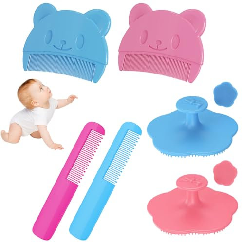KOLZEMV Baby-Haarkamm, 6 Stück Baby-Haarbürsten und Kamm-Set, Baby-Haarbürste, milchschorf kamm, baby kamm, Neugeborene Haarkamm, kamm gegen milchschorf baby kind, Geschenk zur Babyregistrierung