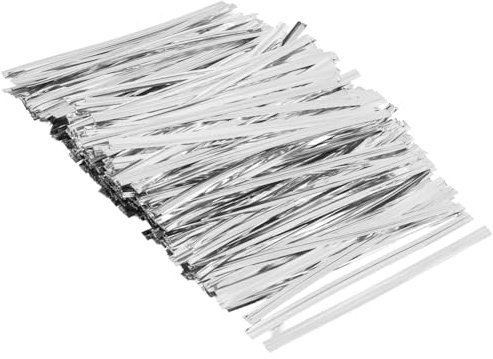 GORGECRAFT 1440 Lazo de Cierre de Papel Plateado de 8cm para Atar Bolsas de Regalo de Dulces para Fiestas Lazos de Alambre Bolsas de Envoltura de Pan Café Pasteles Plantas Y Jardín Lazo de Cierre con