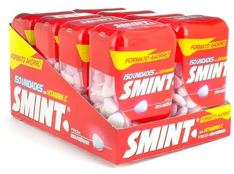 Caramelos Smint XL | Caramelos Sin Azúcar - Sin Gluten| Caja 8 Botes -150 unidades por bote (Fresa)