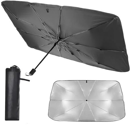 Parasol Coche Delantero, Parasol Coche Plegable, Parasol Paraguas Coche para Protección UV y Aislamiento, Parasol Coche Delantero Paraguas, Protector Solar Coche para la Mayoría de Los Modelos