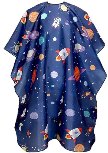 JANYUN Kinder-Haarschneideumhang, professioneller Friseurumhang mit Cartoon-Muster, Schürze mit verstellbarem Verschluss Friseurbedarf für Kinders, 55 x 39 Zoll