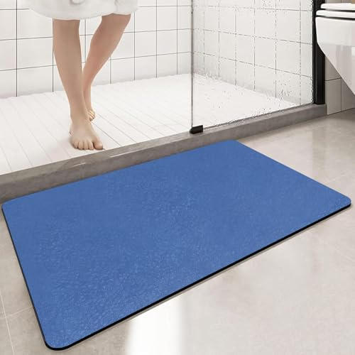 Kieselgur Badematte, rutschfest, super saugfähig, schnell trocknend, Badezimmerteppich, dünne Badezimmer-Fußmatten, passt unter die Tür, Duschvorleger für die Badewanne und Dusche (Blau, 40 x 60 cm)