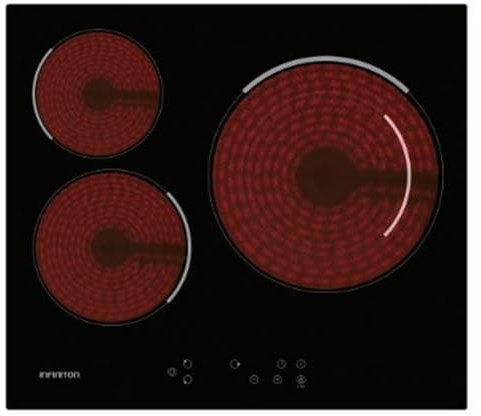 INFINITON - Placa, 3 Zonas, 9 Niveles de potencia, Modo Boost, Control táctil, Luz calor residual, Bloqueo intantíl (VITRO-A35F | Vitroceramica 3 Fuegos)