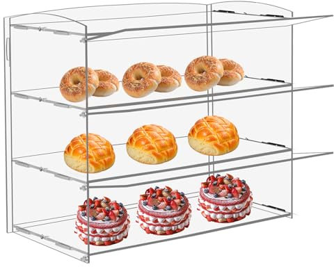 Acryl Bäckerei Vitrine, Gebäck Vitrine, Transparent Brot Kabinett 3 Tier, Acryl Stand für Brot, Keks, Donut, Cupcake für Party, Event, Läden, 49x23x39 cm