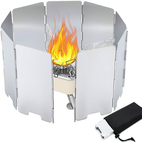 XIMEY Cortavientos Camping Gas, 9/10 Listones, Paravientos Paella, Protector Paellero Viento, Paravientos Cocina Camping, Camper Furgoneta Accesorios, para Cocina Camper, Camping Gas (S)