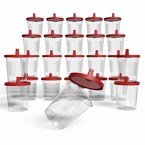 Horn Medical Urinbecher/Probenbecher mit Schnappverschluss 150ml Fassungsvermögen, Maßtabelle bis 125ml/4oz, beschriftbar (25)