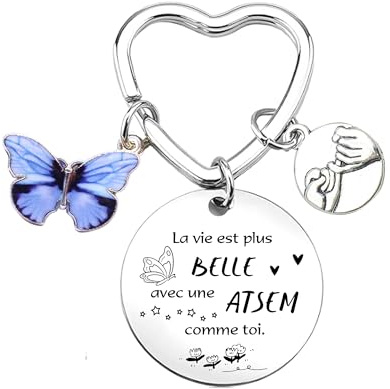 POIUYTRE Porte cles Merci Atsem Idee Cadeau Femme Cadeau Creche fin d'année Merci Cadeau Assistante Maternelle Cadeau fin Creche Cadeau Drole Cadeau Remerciement Nounou Cadeau Merci Nounou