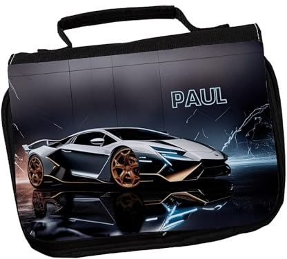 Striefchen® Kulturtasche für Jungen personalisiert mit Wunschname (Sportwagen)
