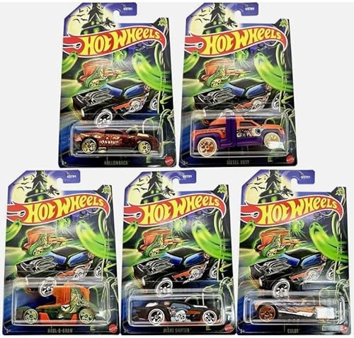 Hot Wheels 2025 Fall Halloween Mix Diecast Cars Set, 1:64 Scale, 5 Pack Collection