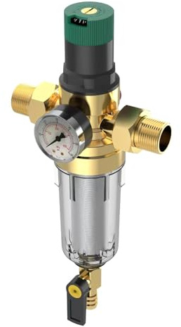 DN15/DN20 Riduttore di Pressione Acqua Prefiltro Valvole Regolatore d'acqua Valvole di riduzione regolabili con Manometro Filtro Riduttore