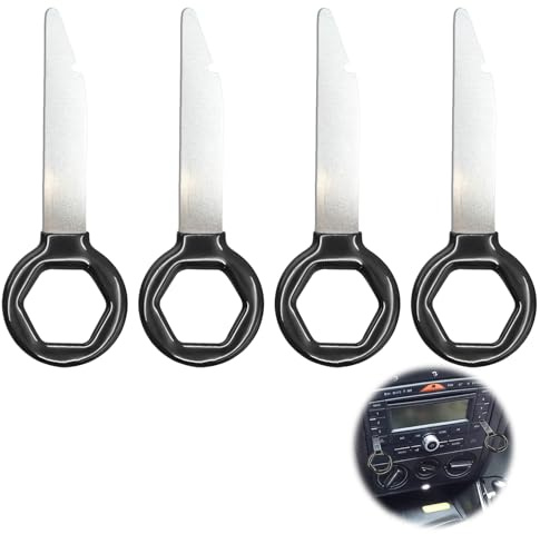 Jetstream 4 Stück Autoradio Ausbauwerkzeug, Radio Entriegelungswerkzeug, Auto Radio Entriegelung Werkzeug, für die Audio-Demontage Verschiedener Autos (Schwarz)