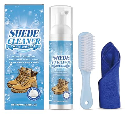 DEKKRYNFV Set multiuso in schiuma scamosciata, per scarpe, borse, giacche in pelle, viene fornito con panno per la pulizia e kit di pulizia per borse