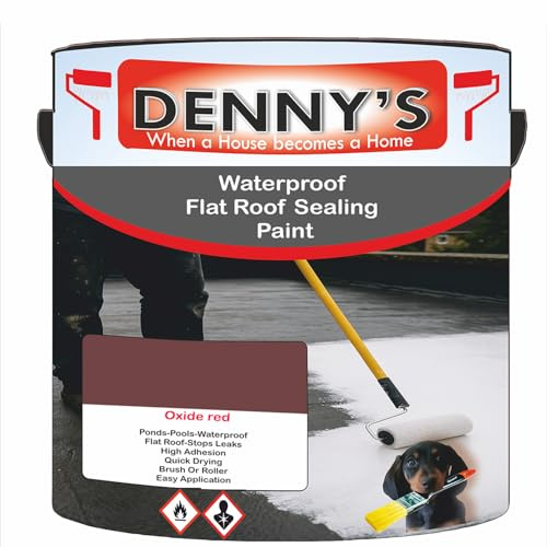 SCOOBYS PAINTS BACK IN THE MIX Chlorinated Rubber Flat Roof Paint – Waterproof Roof Sealer & Leak Repair Coating, Quick Drying, High Adhesion (Oxide red, 1 Litre Tin)