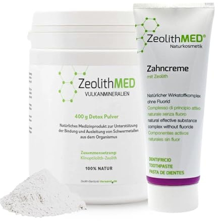 Zeolith MED Detox Pulver 400g und Zeolith MED Zahncreme 75ml Entgiftungsset