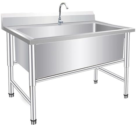 Lavandino Autoportante In Acciaio Inox Con Rubinetto Lavello Del Ristorante Commerciale Da Cucina Lavandino Esterno Di Utilità Industriale Per Garage Lavanderia Esterni (80 * 60 * 80cm)