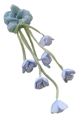 Chouchou à cheveux en forme de tulipes florales avec franges et franges en maille transparente pour femmes et filles