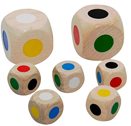 Farbwürfel Set aus Holz - Sortiment 2 x 30 mm und 5 x 16 mm
