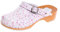 FUTURO FASHION® - Sabots Unisexe - Cuir véritable/Semelle en Bois - Plusieurs Couleurs Disponibles - Tailles 36 à 42 - Blanc/Fleurs Roses - 40 EU