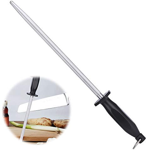 ARCCI 26cm Carbon Honing Rod Knife Sharpening Steel, Kitchen Professional Knife Sharpener Honer/Stick for Master Chef, Butcher