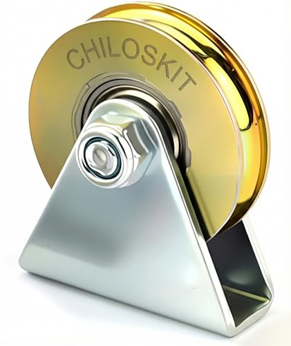 Chiloskit Small U Groove Wheel Pulley, Heavy Duty Silent Pulley Block Pulley Wheel for Cord Material Handling Moving and DIY Project Wall Ceiling Mount Pulleys Sliding Gate Roller, Loading 100Kg