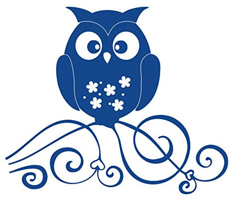 kleb-Drauf | 1 Eule | Blau - matt | Wandtattoo Wandaufkleber Wandsticker Aufkleber Sticker | Wohnzimmer Schlafzimmer Kinderzimmer Küche Bad | Deko Glas Fenster Fliese Tür Wände
