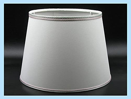 Paolo Rossi Paralume in tessuto bianco interno PVC con rifinitura grigio rosa - produzione propria made in Italy (Tronco cono, cm 20)