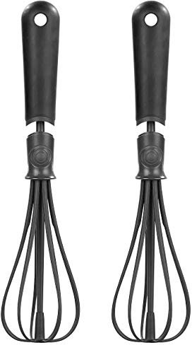 Rosenstein & Söhne Plastik Schneebesen: 2er-Set flexible Schneebesen, verstellbare Breite (Hand Quirl, Handschneebesen)